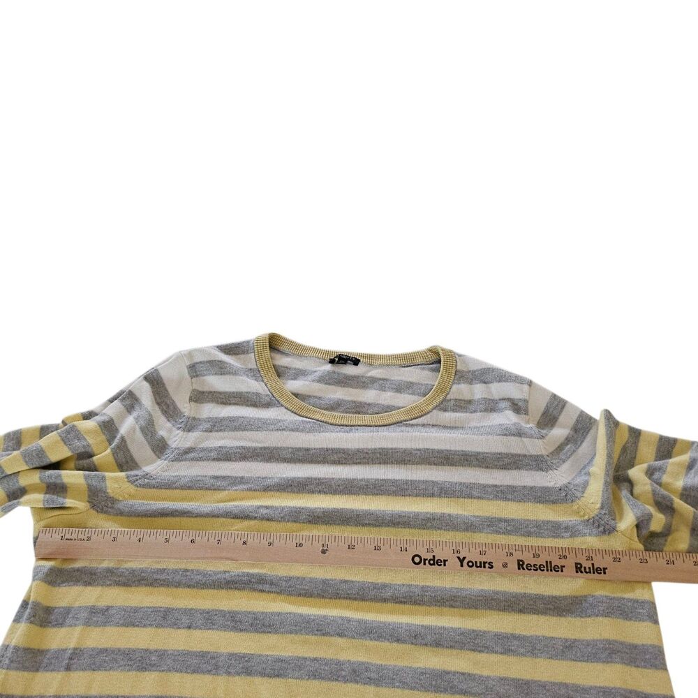 Talbots Sweater 2X Ombre Stripe Yellow Gray White 3/4 Sleeve Preppy Crew Neck - Picture 7 of 9
